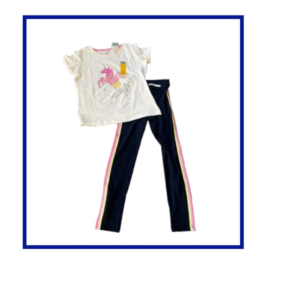 GIRLS OLD NAVY LEGGINGS M SZ 8 and PRIMARK SHORT SLEEVE TOP SZ 9/10 NEW W/TAGS
